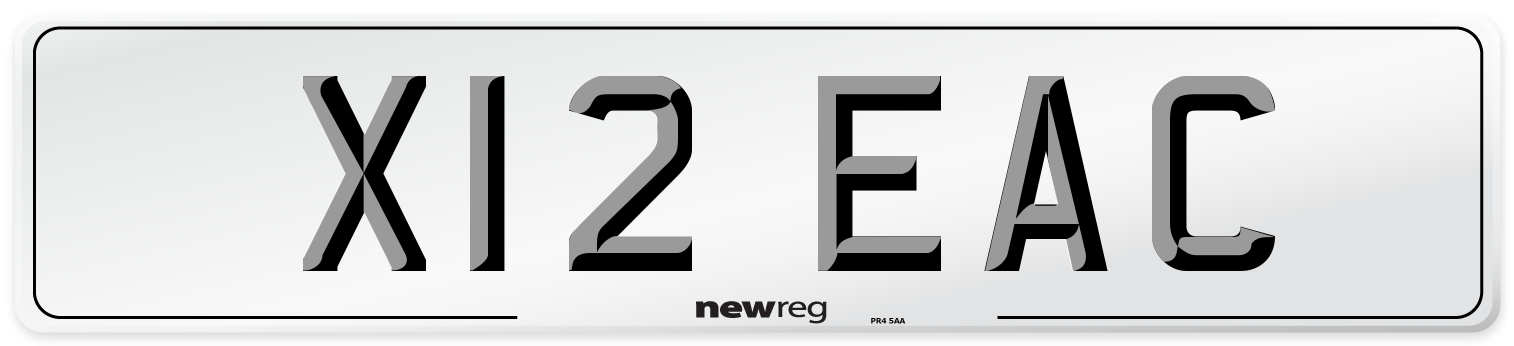 X12 EAC Number Plate from New Reg